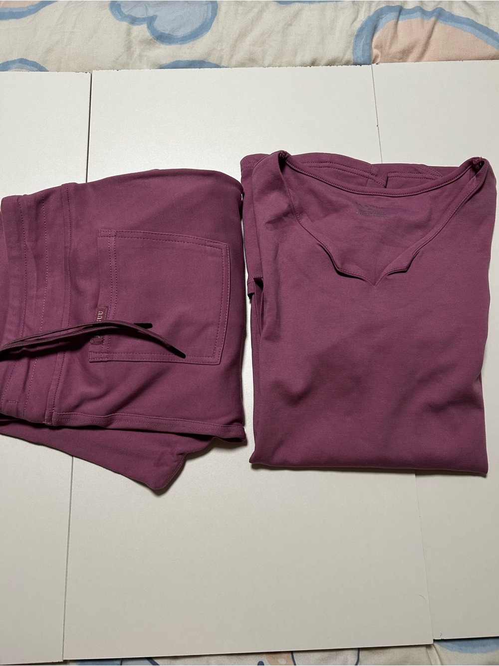 FIGS Two-Piece Scrubs Set - V-Neck Top & Drawstring Pants